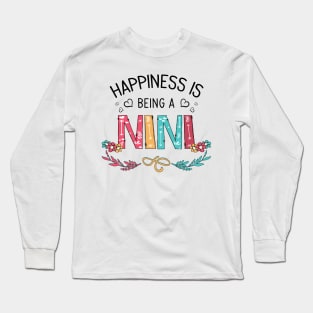 Happiness Is Being A Nini Wildflowers Valentines Mothers Day Long Sleeve T-Shirt